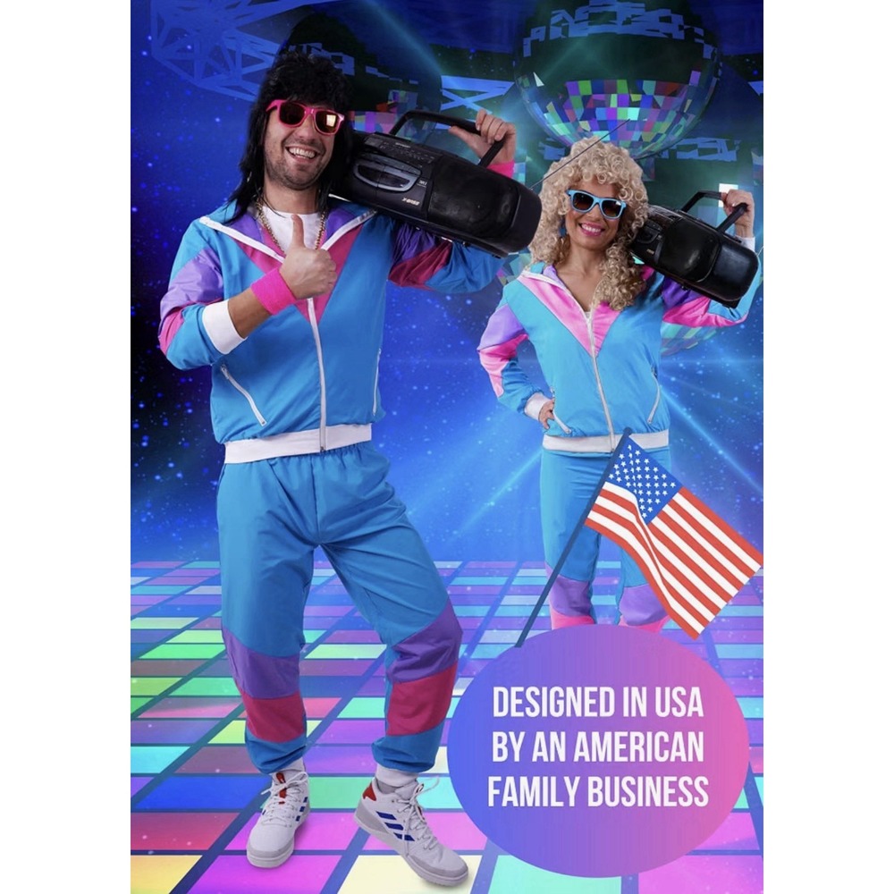 Premium 80s & 90s Tracksuit Costume Unisex - 80s Shell Suit size XL -NWT
